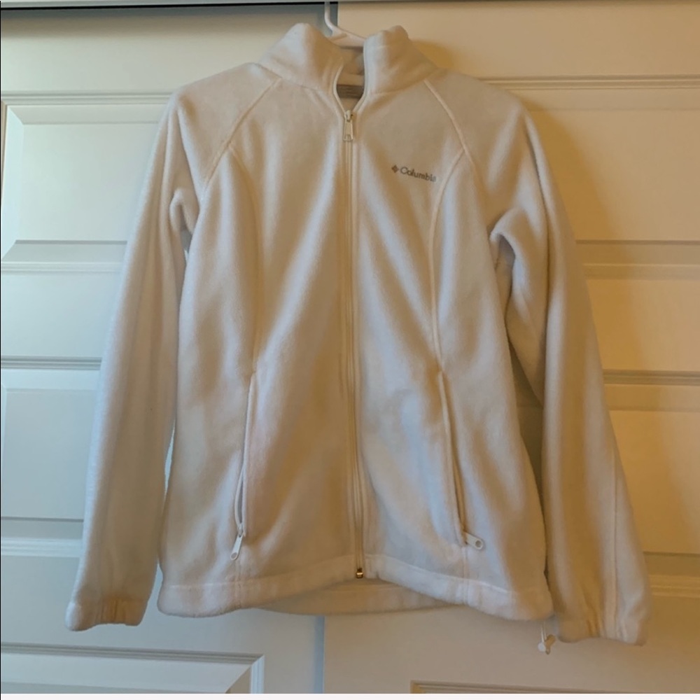 Columbia white fleece full zip jacket